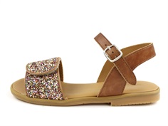 Angulus tan multi glitter buckle sandal